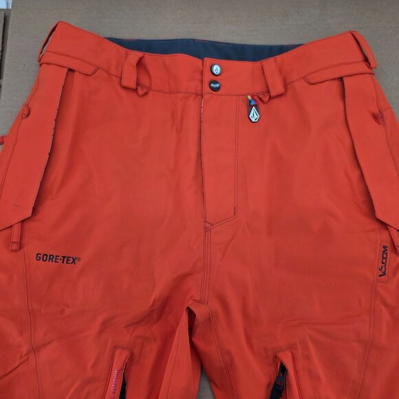 Volcom Baldface Guide Gore-Tex Snowboard Pants Medium Orange Ski Vents Outdoor - Picture 3 of 16